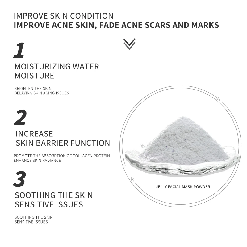 wholesale Organic Natural Plant Extracts Remove Acne Moisturizing Alginate Mask Powder Tea Tree Mentha Peel Off Jelly Mask
