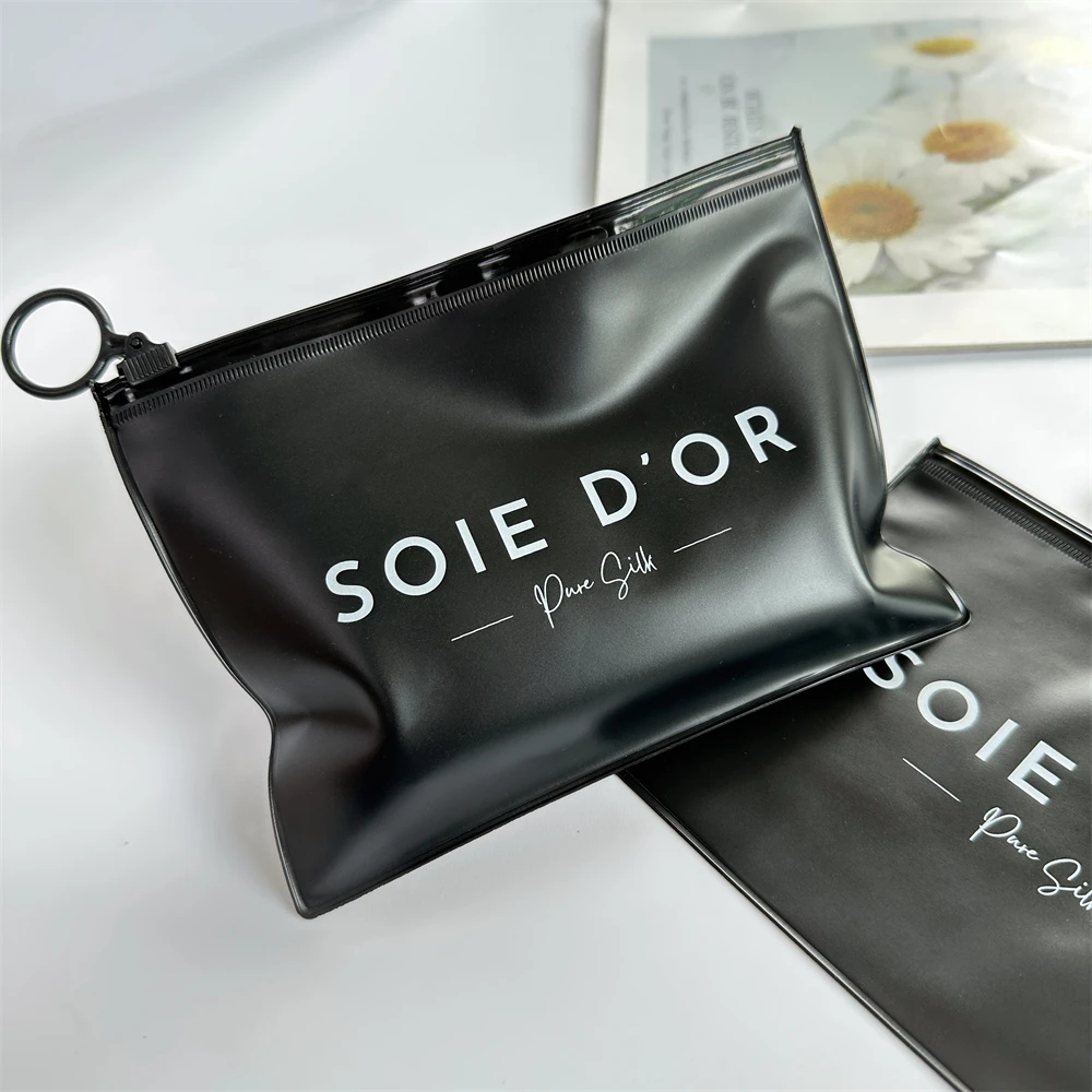 Factory price customization black poly PVC ziplock bag small reusable pouch plastic zip packaging bag with logo