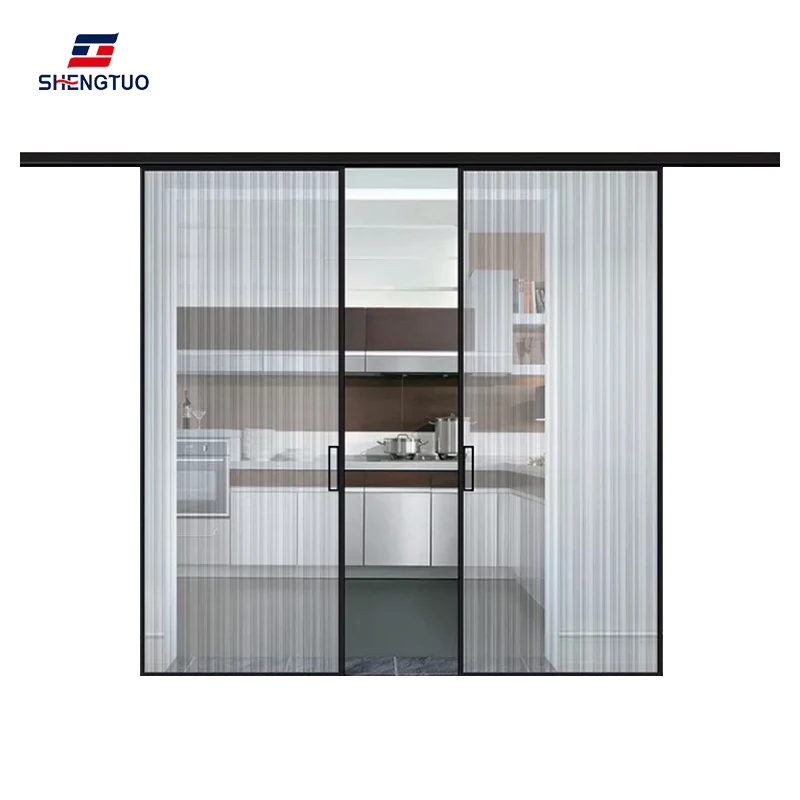 China factory make hot selling aluminum frame narrow edge partition door apartment kitchen single glass hanging sliding door