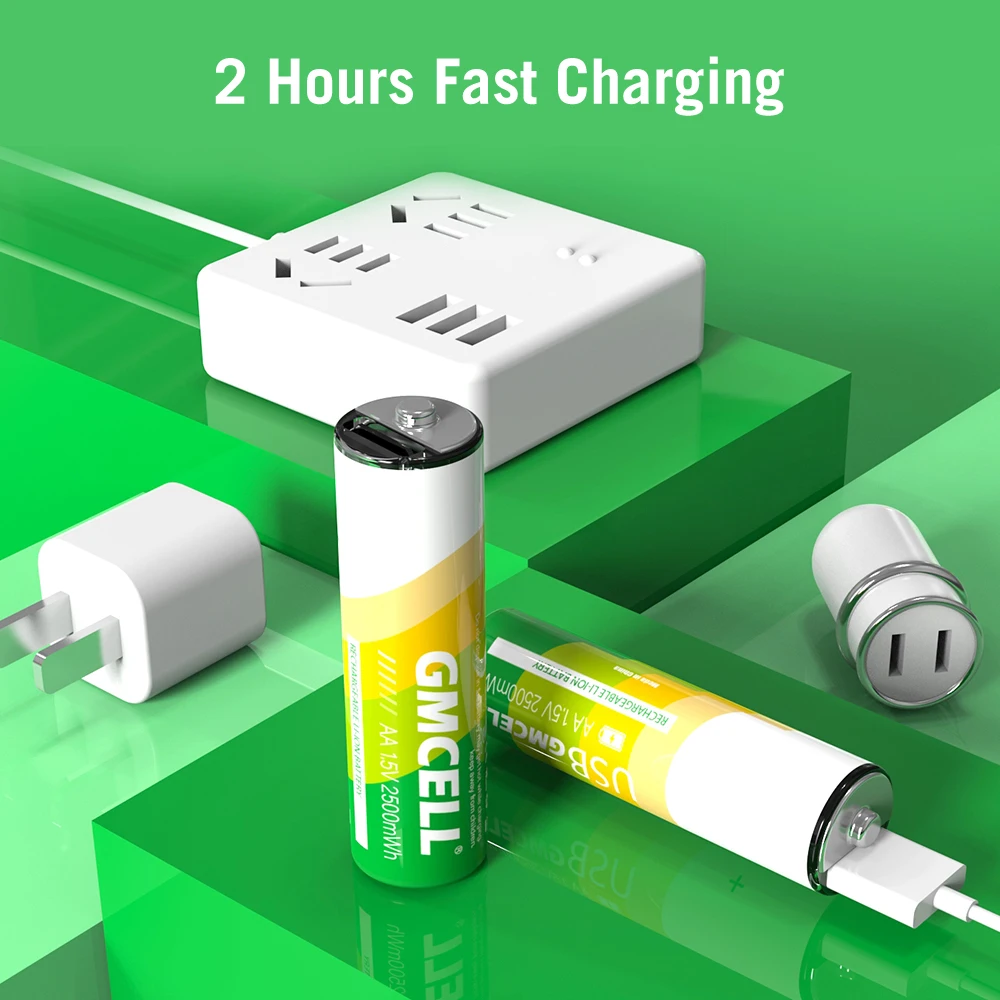 Высокое качество AA аккумуляторные батареи 1.5V USB литий 2200mAh Обеспечить OEM ODM