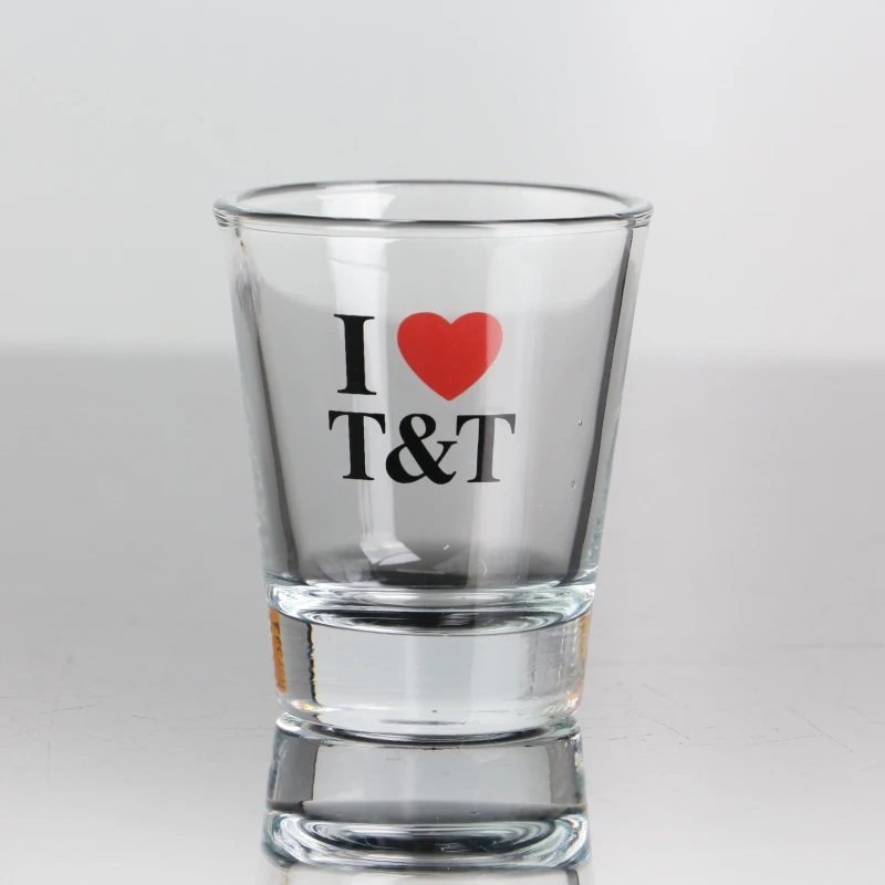 Wholesale Factory Price 1.75oz Sublimation Transparent Shot Glasses with decal logo