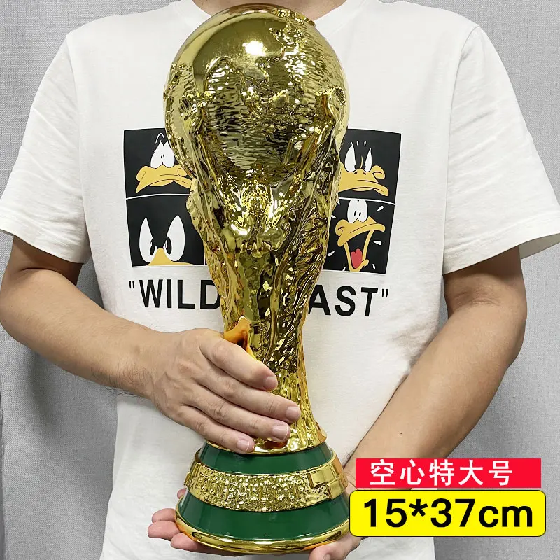 Wholesale Custom Metal Resin Trophy 37cm World Sports Football Soccer Trophy Cup Model 2023 Metal Award Trophy