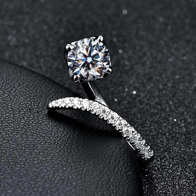  Атта камни пройти Diamond тесты Муассанит кольцо 925 Серебро Круглый отличный крой 1 карат D Цвет Свадебные