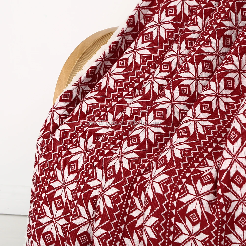 Warm and Soft snowflake design with Sherpa backing Blanket Knitted Throw