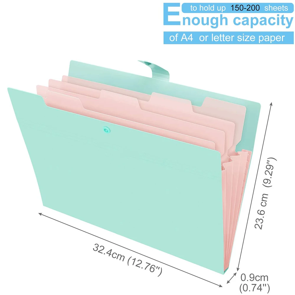 Plastic Folder Expandable Folder Rainbow Color A4 7 Pocket Expandable File Organizer Folder For Office School Supplies