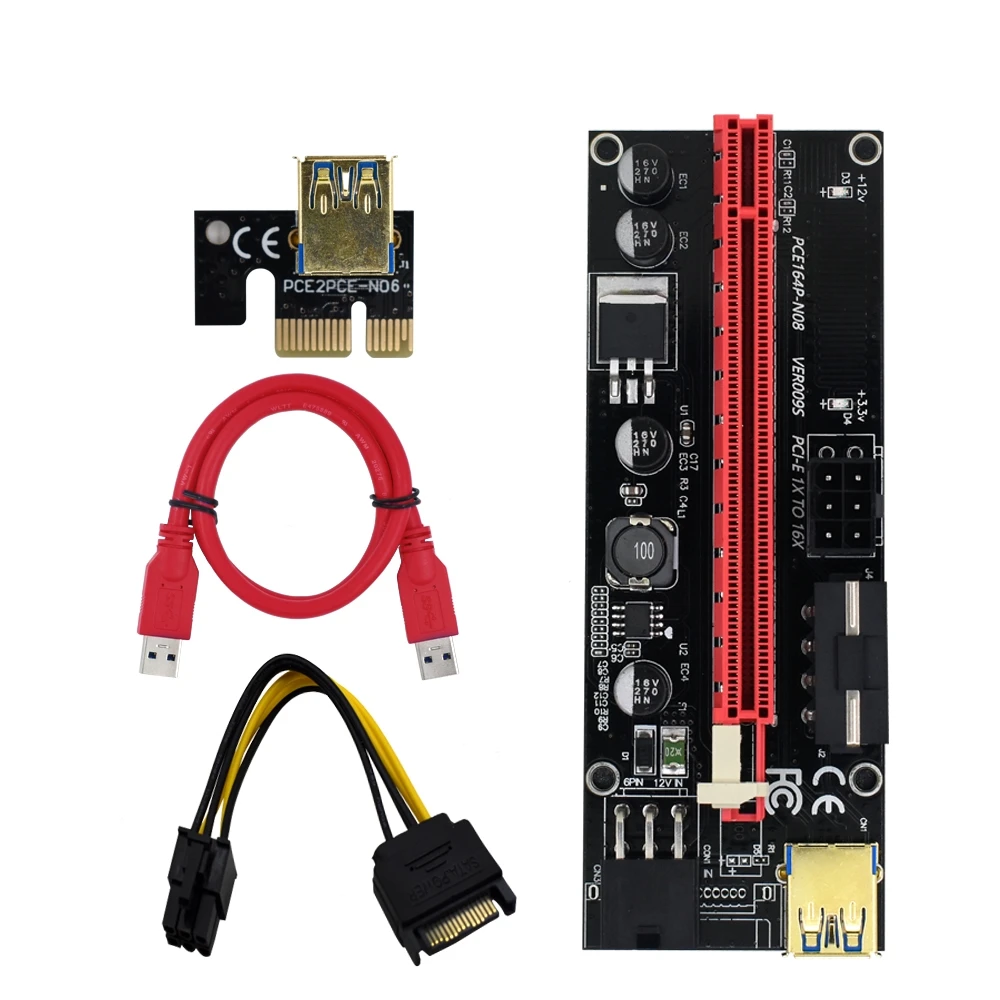Ver 009s Pci-e 6pin 1x до 16x карта расширения Pci Express Usb 3 0 кабель питания Gpu переходники адаптера