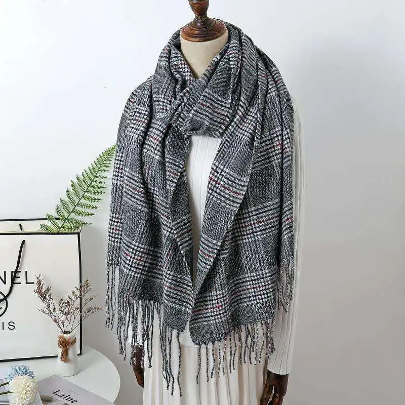 Imitated Cashmere Fabric Wholesale Fashion Classic Thicken Scarf Winter Plain Tassel Couple Models Scarf