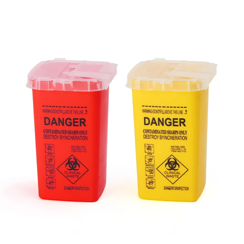 Plastic Sharps Container Medical Needles Bin Biohazard Needles Disposal Collect Box Tattoo Artist Waste Box