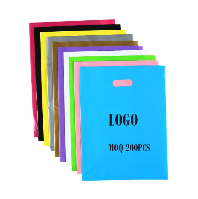 Custom Printed Logo Design LDPE/HDPE handle plastic bag die cut bag shopping bag for clothing/shoe packing