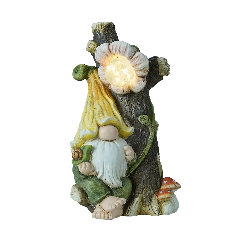 Outdoor solar lights resin crafts luminous garden ornaments dwarf gnome statue decoration lawn lamp