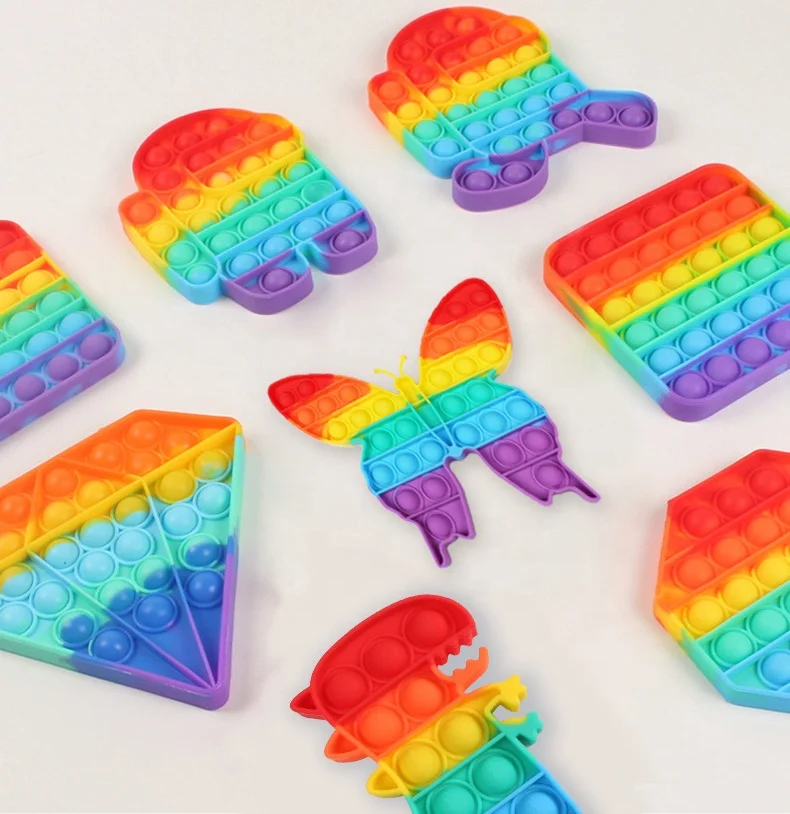New design CPB19 rainbow colorful Autism Game Bubble Sensory  Stress Relief For Kids Push Bubble Sensory Fidget Toys