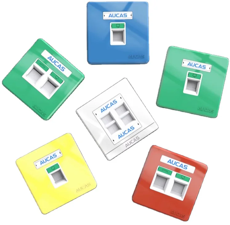 Standard keystone jack fit to colorful Faceplate RJ45 Cat5e Cat6 Cat7  Lan Cable 1 Port 2 ports coupler Wall Plate