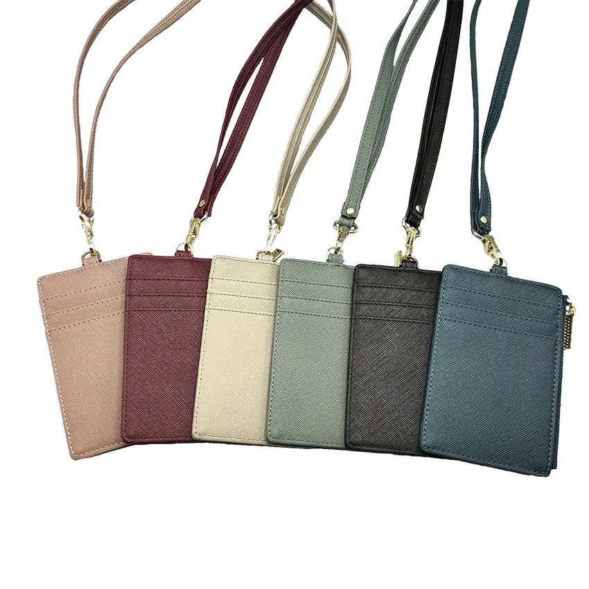 FOCUS Wholesale Card Holder with Lanyard PU Card Holder Custom Logo Full printing Vertical Card Holder ID Badge