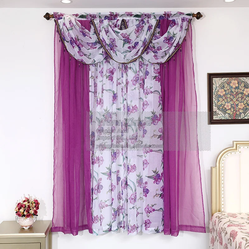 stock america style floral cheap window blackout curtains for living room valance room curtain drape rideau