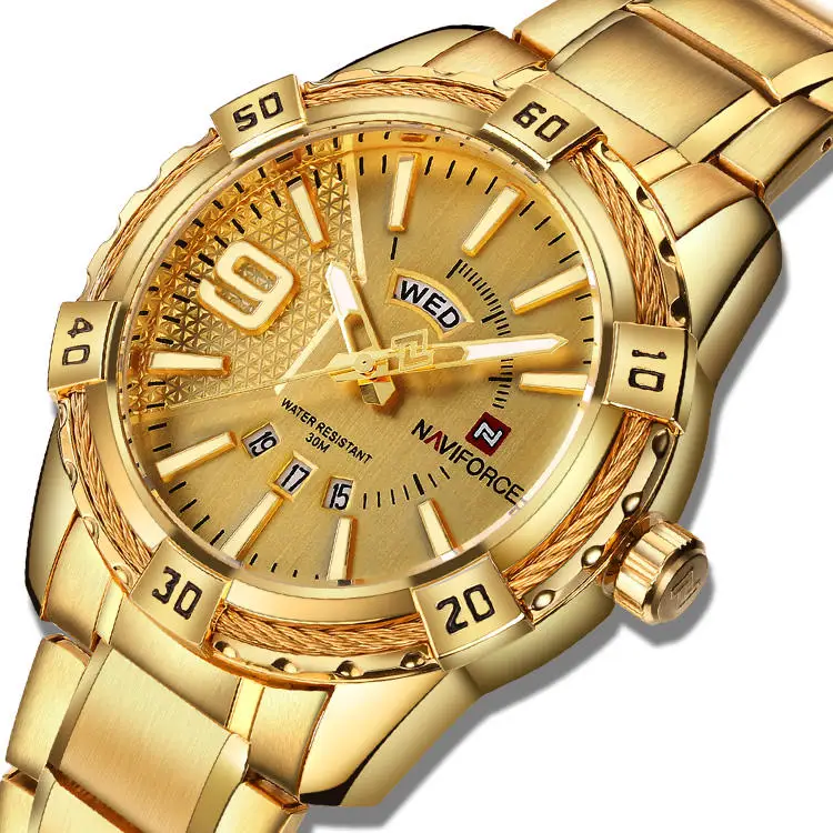 Top brand NAVIFORCE 9117 S waterproof Sports Watch Full Steel Quartz Watch Man Western Style Design Wrist Watch