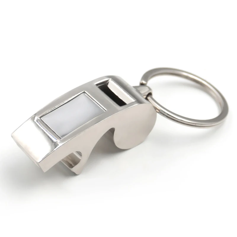 high quality manufacturers personalized custom metal Whistle keychain