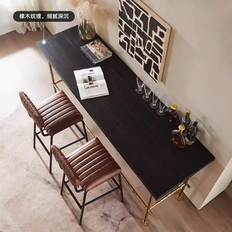 Nordic Industrial Silent Wind Handmade Forged Retro Bronze Iron Bar Desk Leader Bar Wall Standing Table