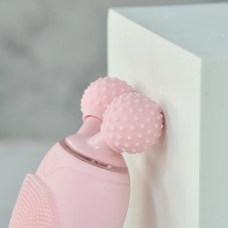 Dropshipping Beauty Products Facial Cleansing Brush Massage Face Roller Electric Sonic Facial Cleansing Brush Silicone 2 in 1