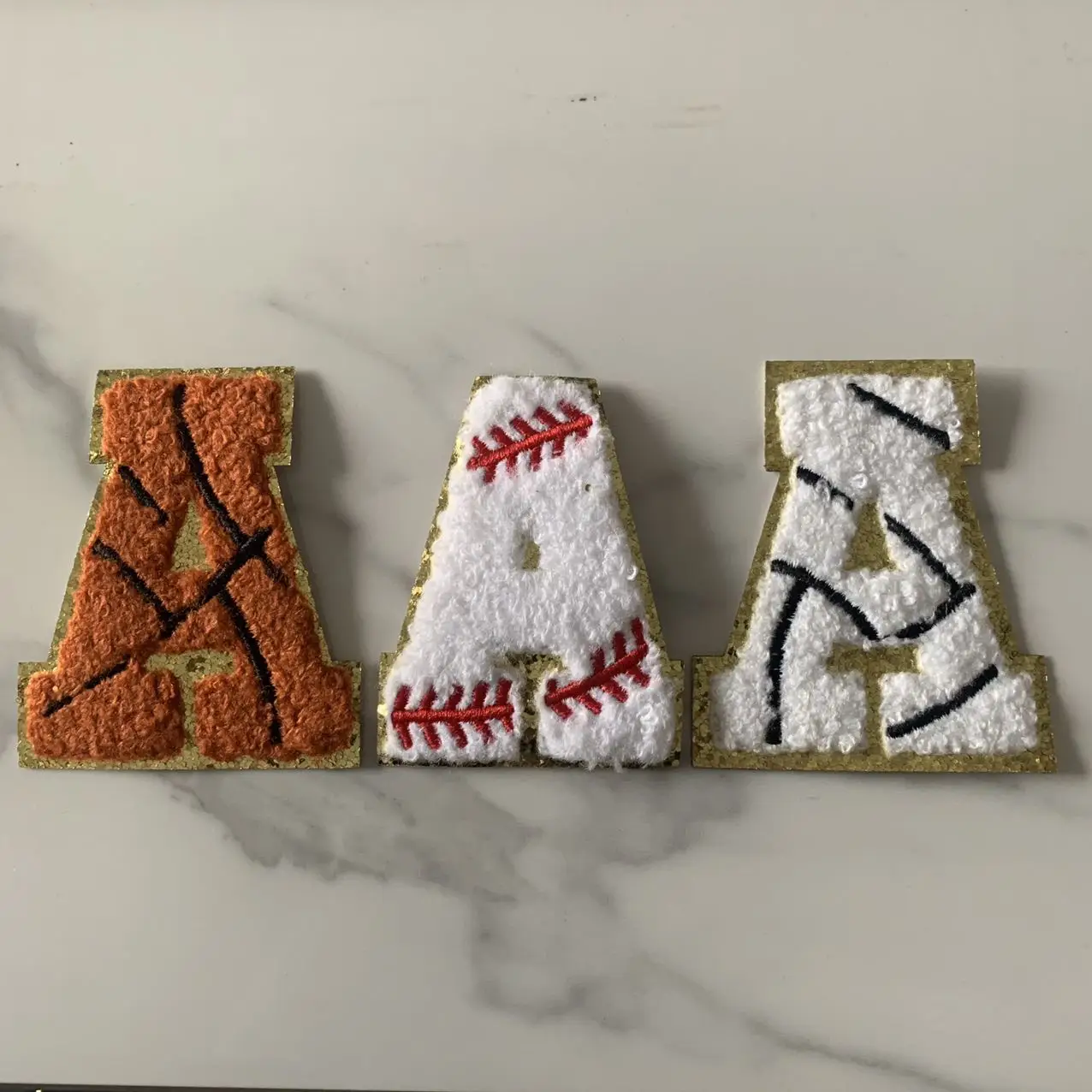 Baseball Softball Stitch Chenille Letter Patch 2.75 Inches A-Z 0-9 Numbers Iron On Applique Clothing Bag Hat Art Craft patch