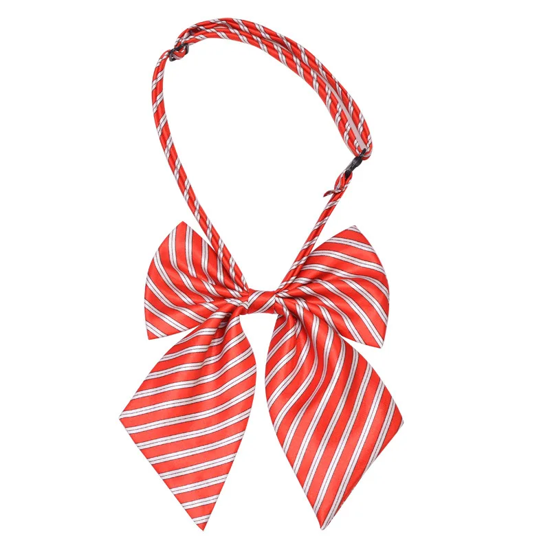 Wholesale Bank Staff Bowtie Pre-tied Papillon Adjustable Polyester Woven Wholesale Striped Folding Double Girls Bow Tie Women