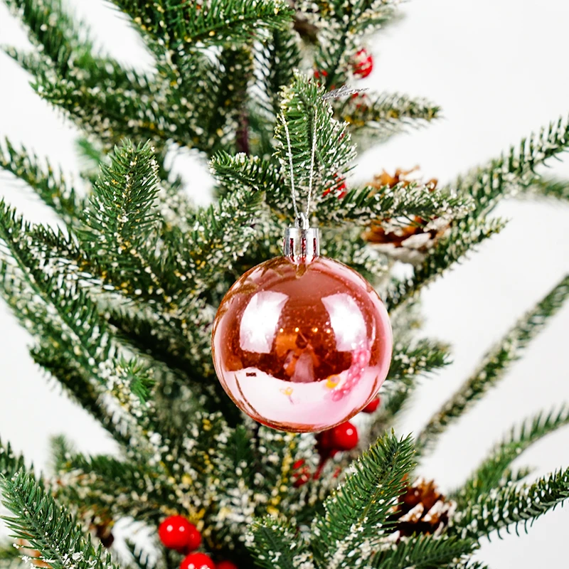 xmas Ball Fluorescent Pink Christmas Tree Decorations Set of 4 Styles Glitter Matte Shiny for Holiday Party Decoration