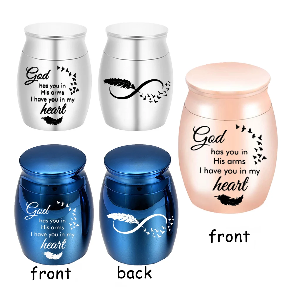 Mini Cremation Urn Double Sided Engraving Pattern Memorial Pet Human Ashes Stainless Steel Funeral Casket Cat Dog Keepsake Urns