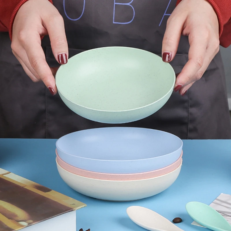 
Low MOQ Eco Green Material Wheat Straw Plate Dish Dinnerware Natural Plant Biodegrade Tablewares For Home Use 