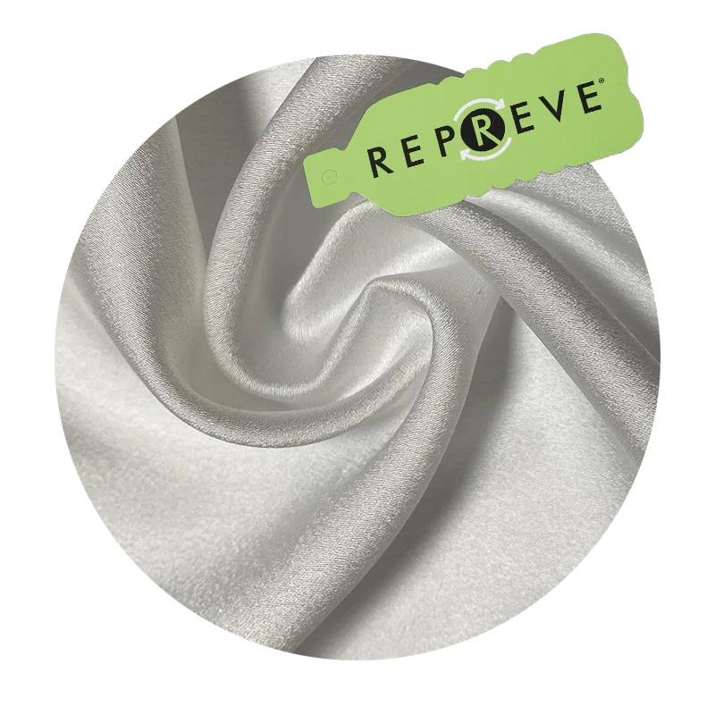 100% Recycled Polyester Mulberry Silk Like Satin Fabric RPET Imitation Crepe Bright Satin Fabric