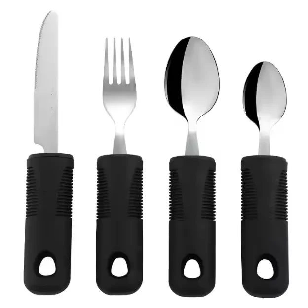 Wide Weighted Non-Slip Handles For Hand Tremors Arthritis Parkinson Or Elderly Use Feeding For Elderly Adaptive Utensils