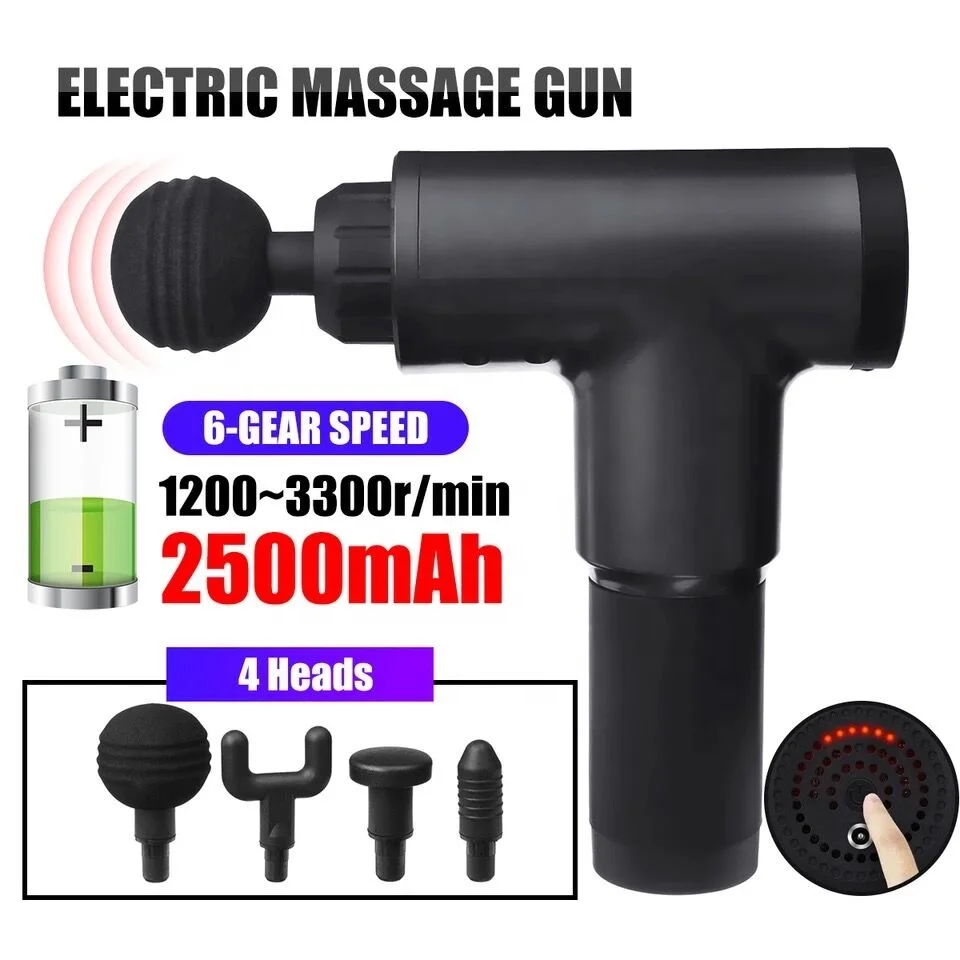 Muscl Massage Gun KH-320 Handheld Deep Tissue Vibration Massage Gun Rechargeable Device with 4 Massage Head 6 Speeds