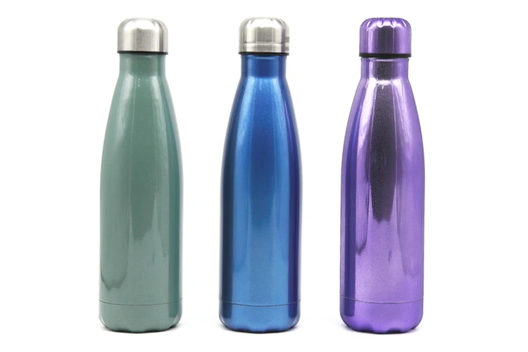 
Promotion Cola Shaped Yoga Parts Vacuum Flask Clear Water Bottle With Customized Glitter Printing 