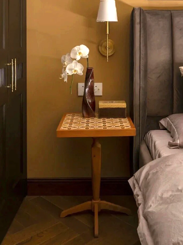 AJJ-XS032 Japanese small apartment balcony in the retro tile square table cherry solid wood sofa edge coffee table round table