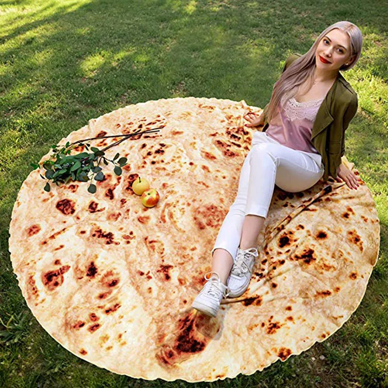 
Dropship Tortilla Blanket Letter Printing Rug Round Small Carpet for Office Home Camping Picnic Outdoor Burrito Blanket 