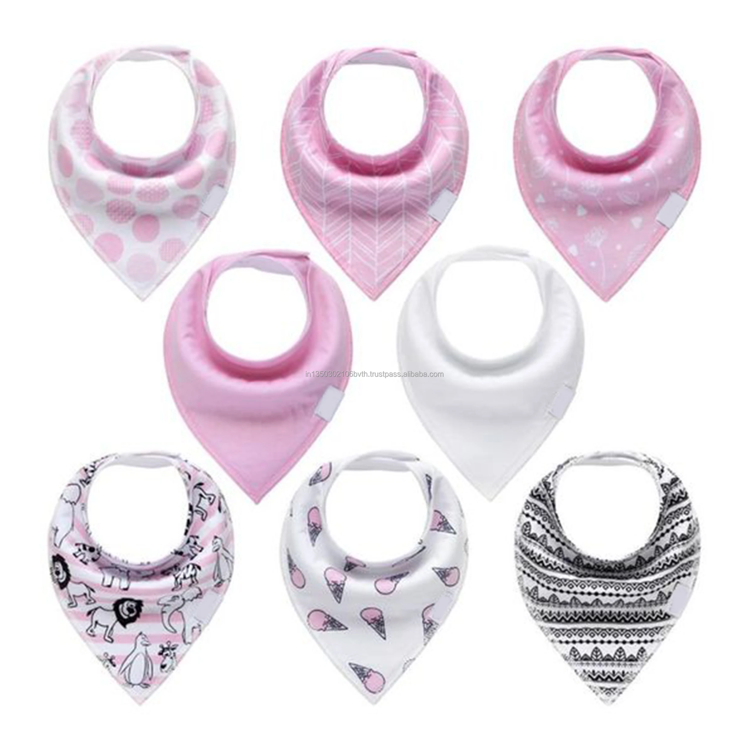 Disposable Bandana Bibs for Infants Toddlers Boys and Girls 100% Cotton Printed Pattern Snap Button Closure OEM Supply