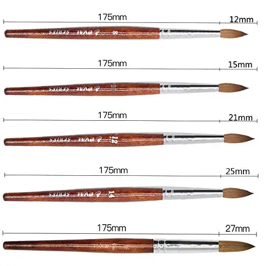 Kolinsky Sable OVAL Red Wooden handle Size #8 acrylic nail brush crimped