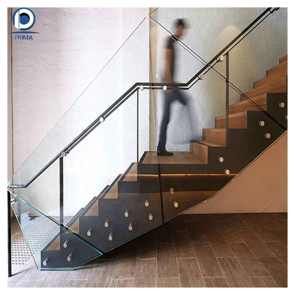 Orient стеклянные рельсовые Современная квадрат из нержавеющей стали и Круглые Стекло противостояние перила балясины