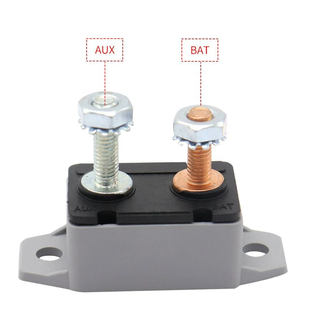 Amomd 12V/24V Resettable Shortstop Circuit Breaker Manual Reset Plastic Case RV Electrical Systems Rating 5A-50A