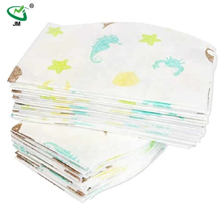 Hot sell 2022 new cartoon pattern printed Individual Package disposable baby bibs