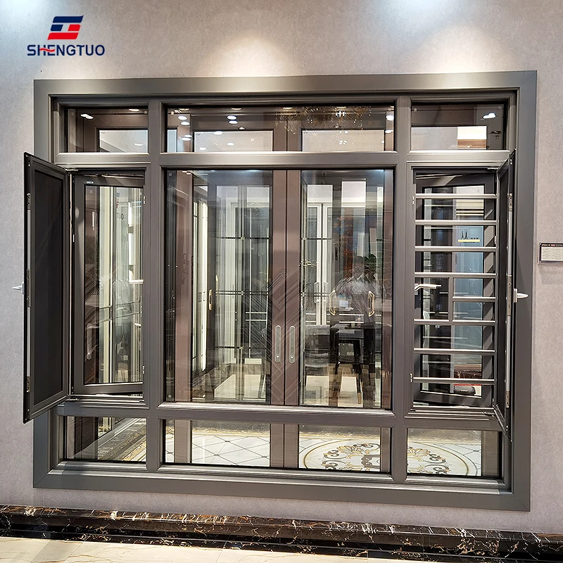 Hot sale aluminum frame windows and doors impact double tempered glass home casement window for homeuse hotel with CE