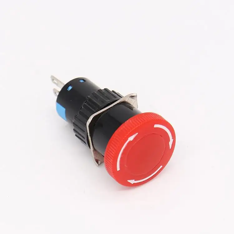 
LA16-16Y-11ZS/R 16MM High Quality Lock Rotation Release Emergency Stop Push Button Switch 