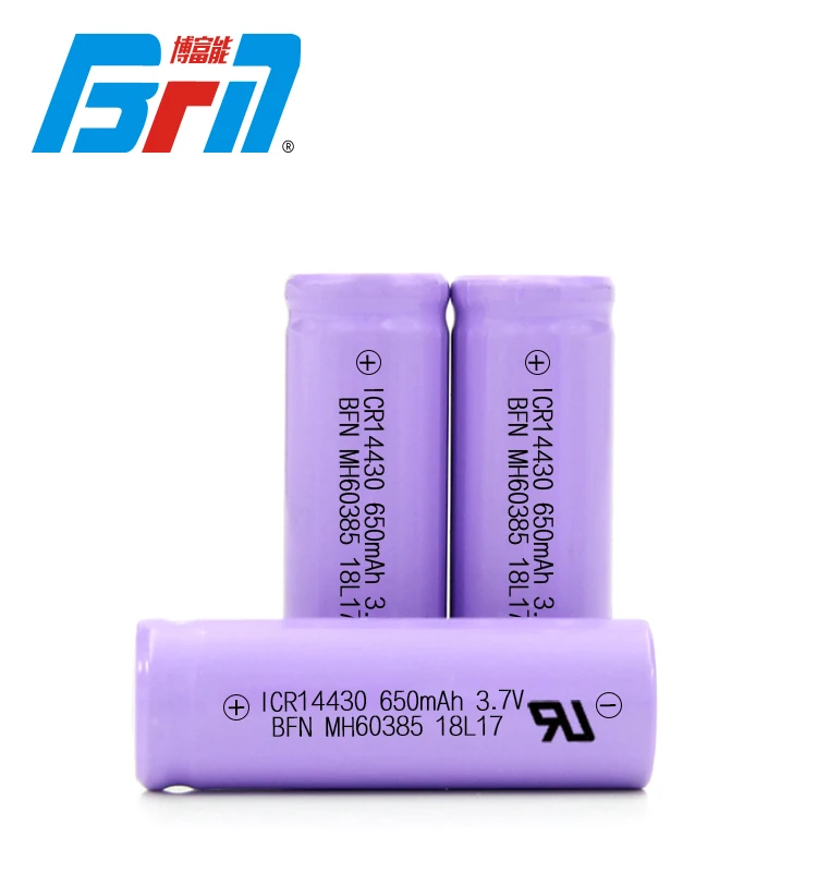 Custom model 14430 650mah NCM INR lithium ion battery for mini fan flashlight
