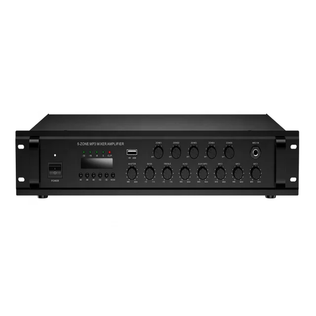 RH-AUDIO 240 watt 5 zone MP3 BT FM Mixer Amplifier for  Paging and PA system