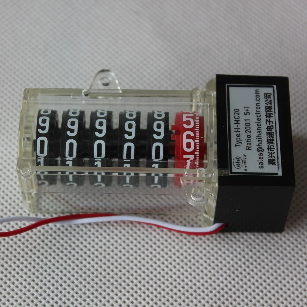 Stepper motor Counter with transparent phastic body and shield and up mount 200:1,6digits