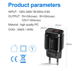 5V 3A QC3.0 quick charger USB Travel adapter for Android charger phone USB charger cargadores for samsung Charging block