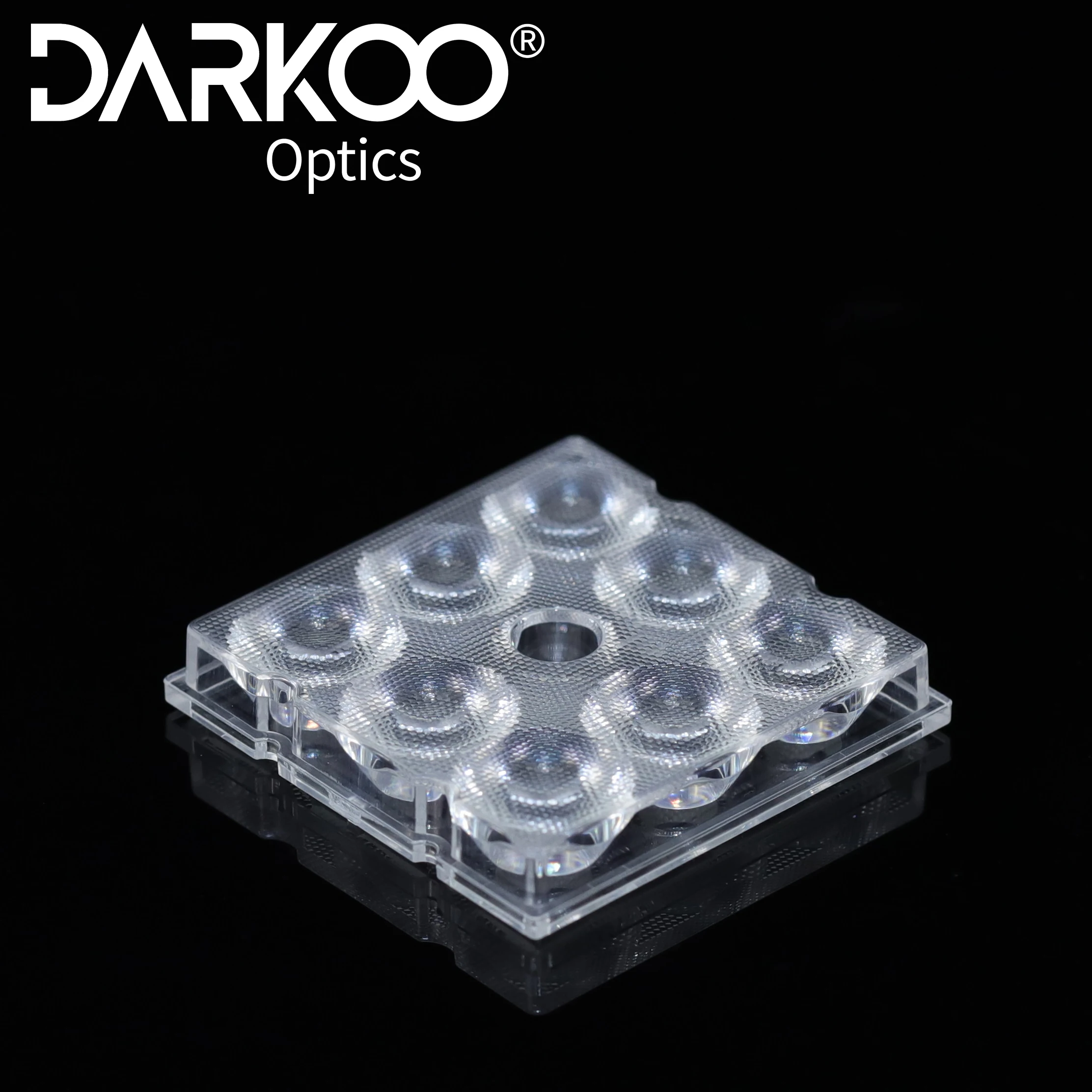 High Power 60mm 60 Degree Led Optical Lens Square Module Lens Secondary Optical lenses 8 leds lens