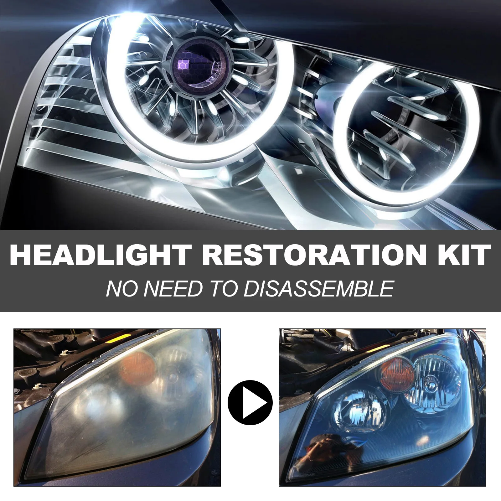 Rayhong car headlight restoration kit yellow blurry oxidated headlight repair kit scratches repairing set for car headlight