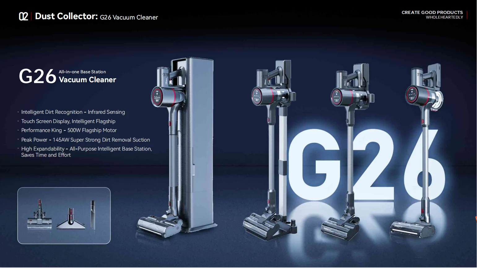 Dibea Brand New upgraded intelligent floor care cordless wet dry vacuum cleaner