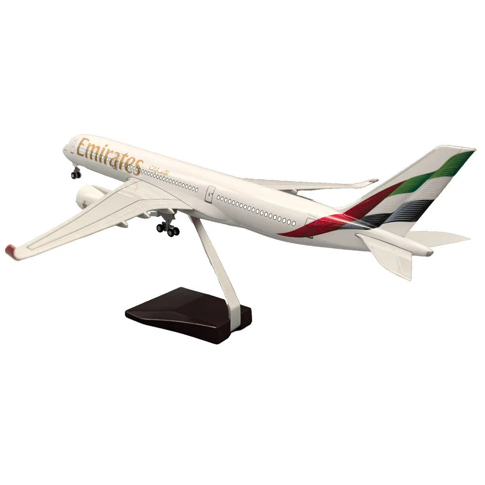 1:142 Scale 47cm Emirates UAE Airlines Airbus A350 Resin Airplane Model with Landing Gears & Led
