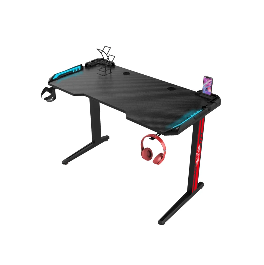 Hot Sale Home Office Computer Desk I Shaped Legs Gaming Table Led Light Desk Set Rgb Gaming Desk for PC