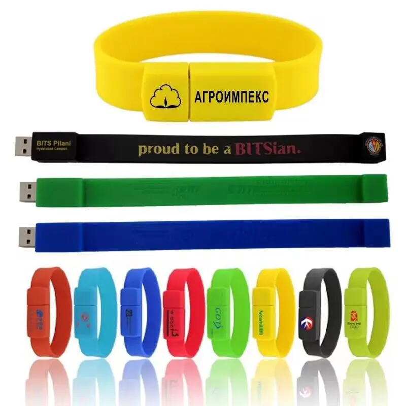 Personalized Silicone Bracelet USB Flash Drive Rubber Wristband Memory Stick